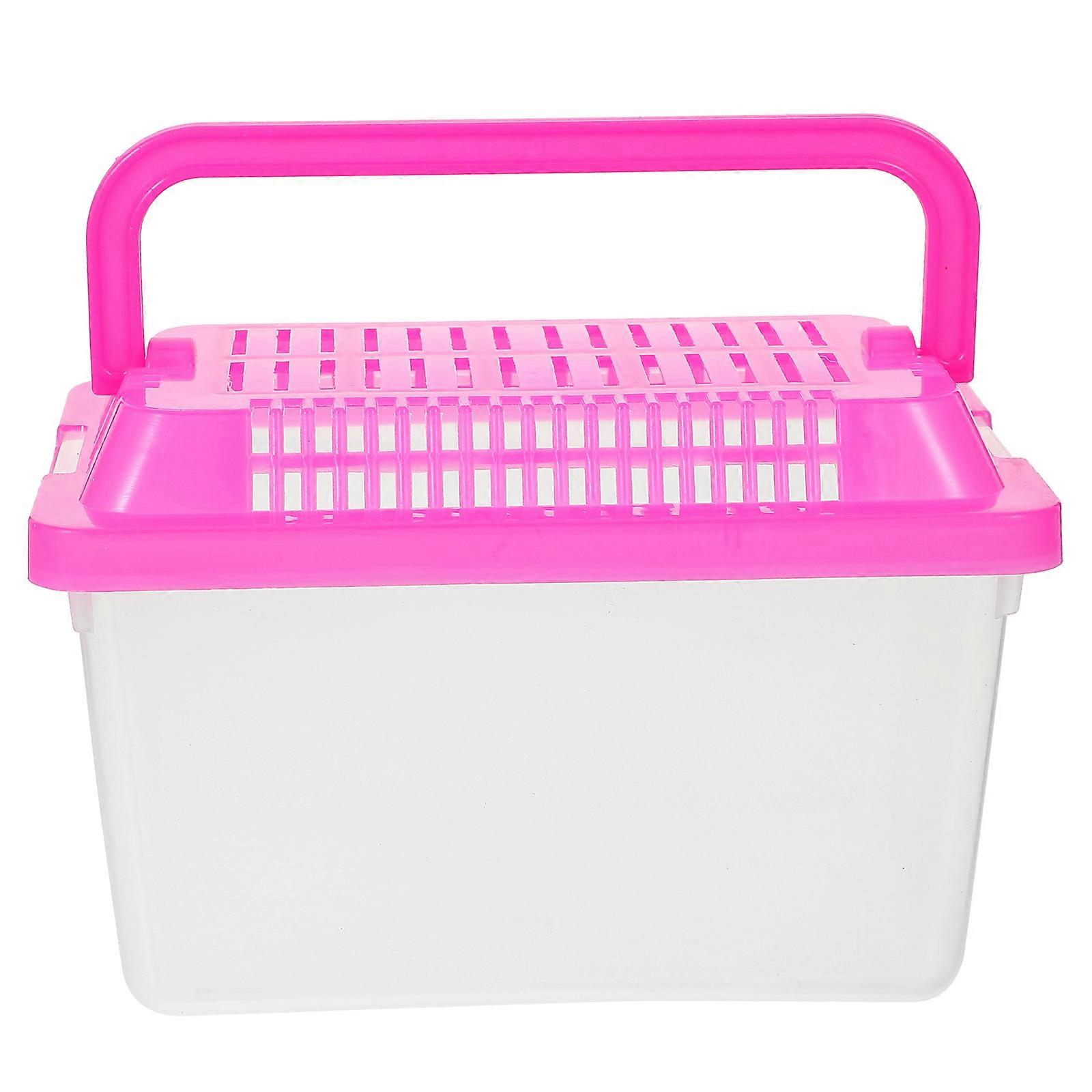 Mini Fish Tank Plastic Handheld Portable Small Fish Tank Transparent Turtle Box Pet Hamster Box For Home Use 1Pack