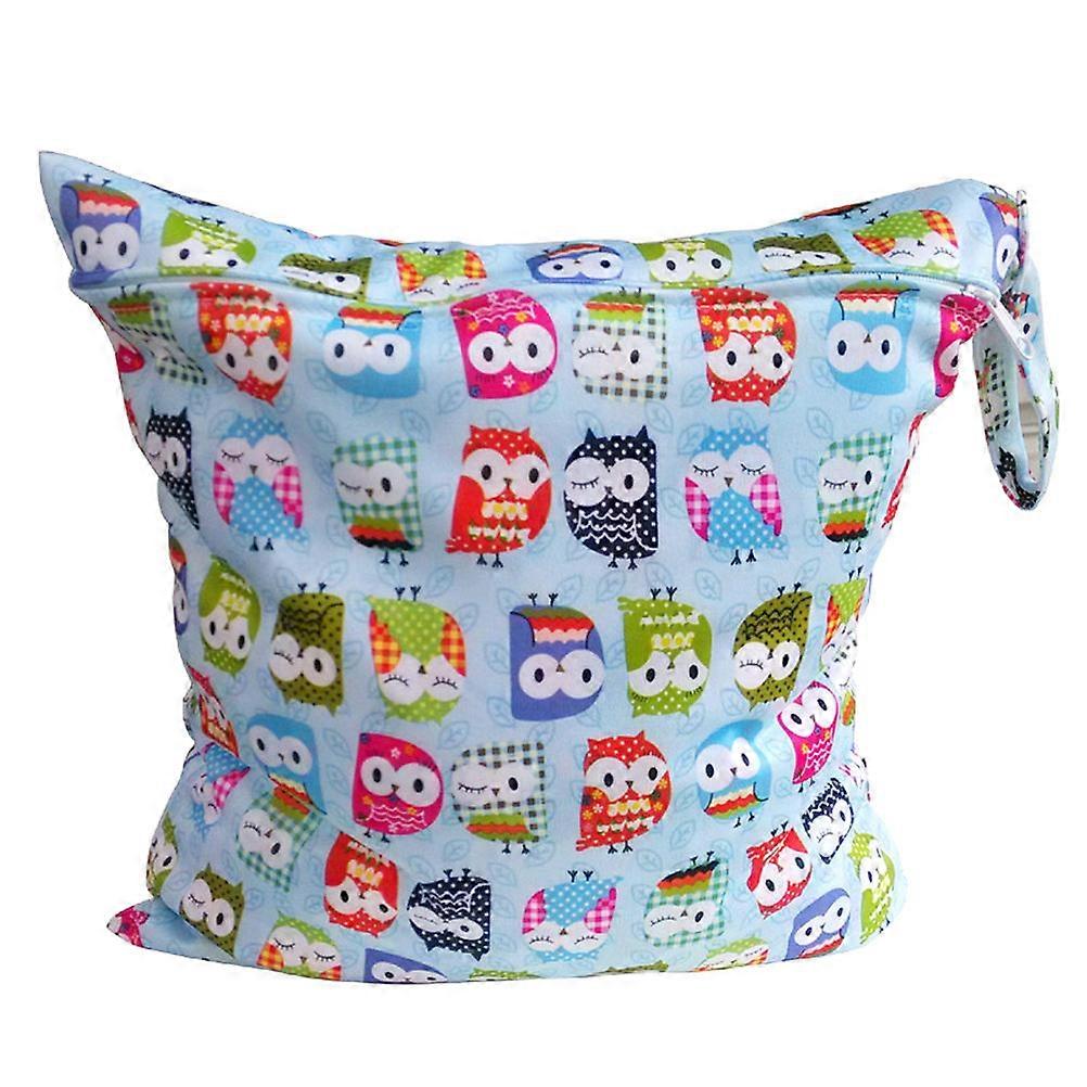 Reusable Baby Diaper Bag for Easy Access with Zipper Colorful Owl Design
