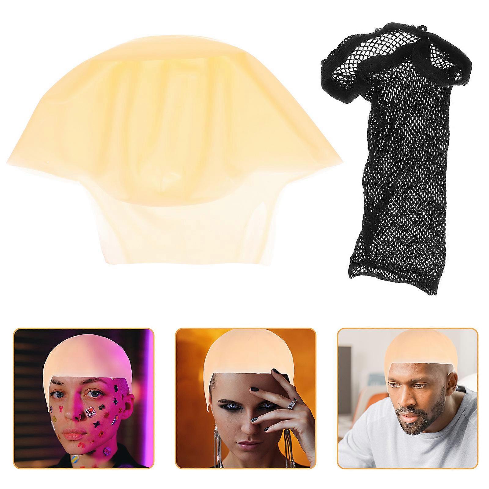 Mesh Bald Cap For Stage Plays And Costume Parties 25x13cm Stretchy Fit Actor Hair Concealment 2 Sets