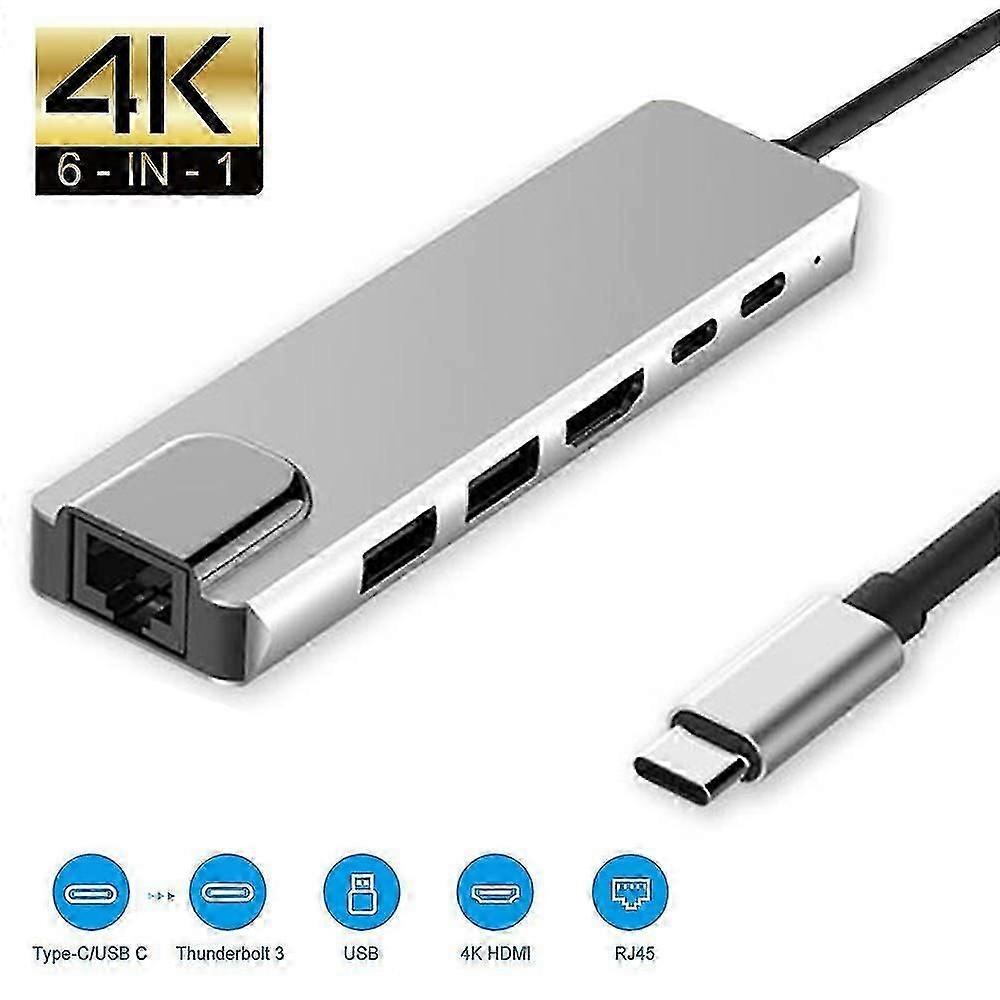 6-in-1 USB-C Adapter with 4K HDMI and 87W Power Delivery for UK Devices