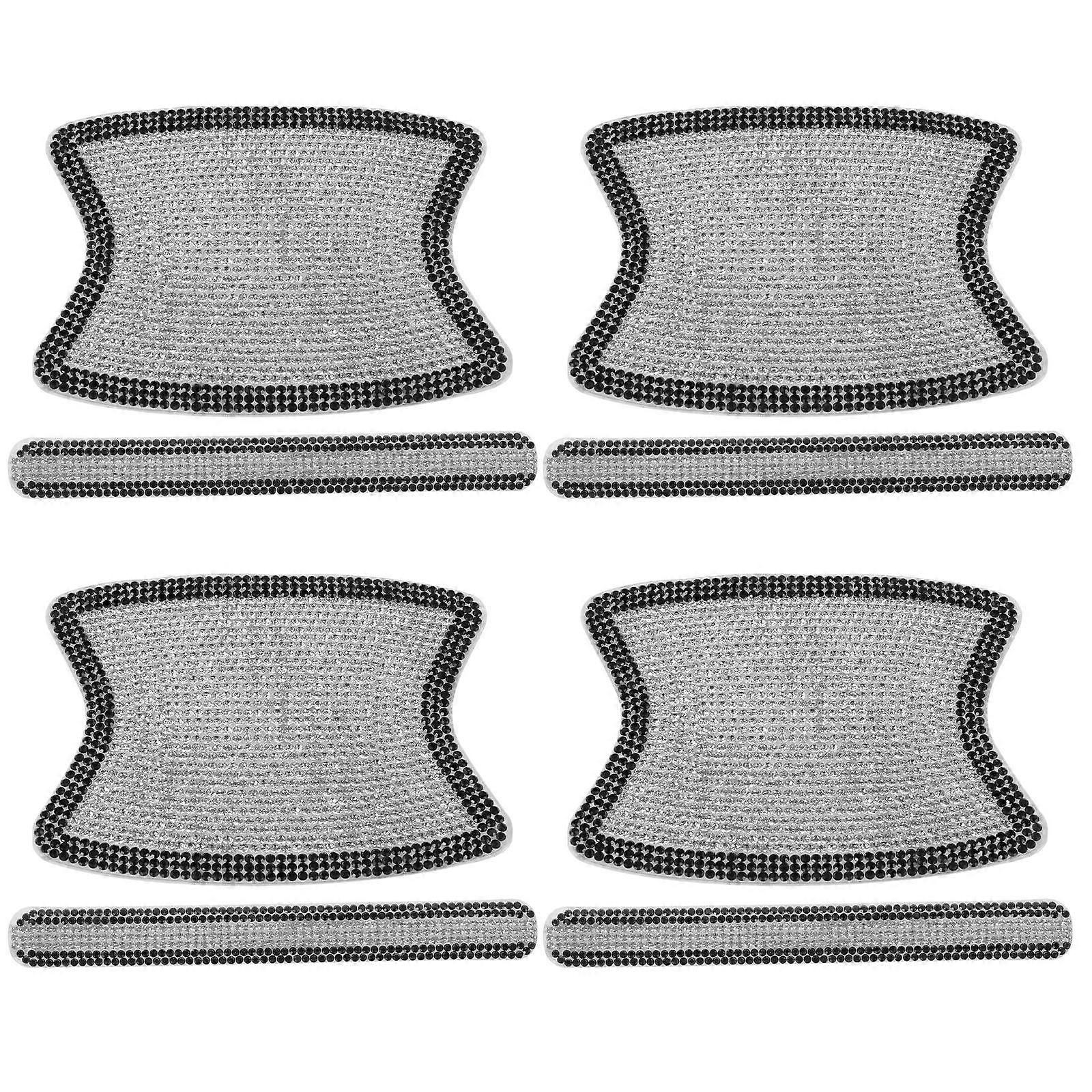 Silver Car Door Handle Stickers for Scratch Protection 3Sets Rhinestone