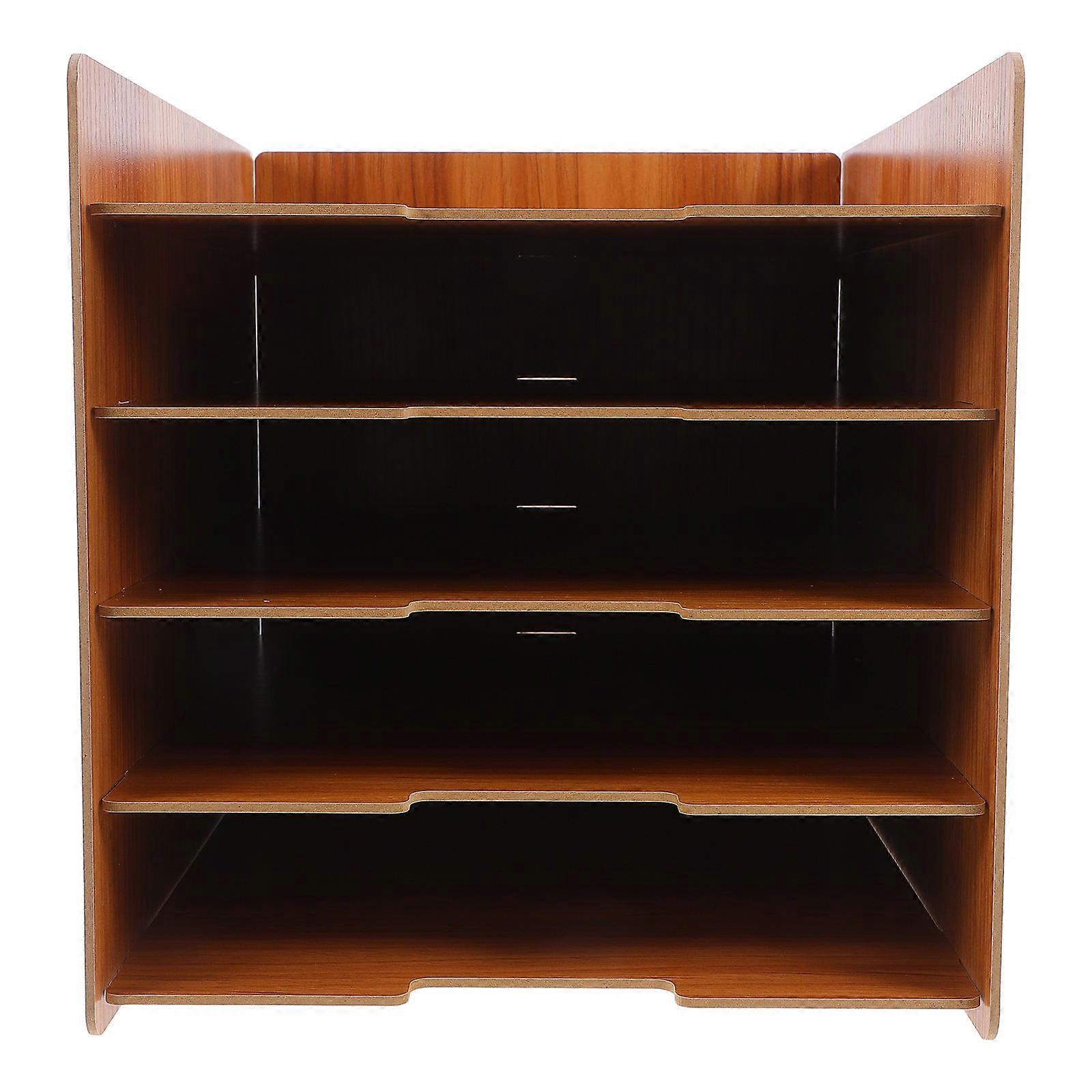 Multi-layer Document Organization Rack For School And Office Use 1Pcs Rectangular Brown