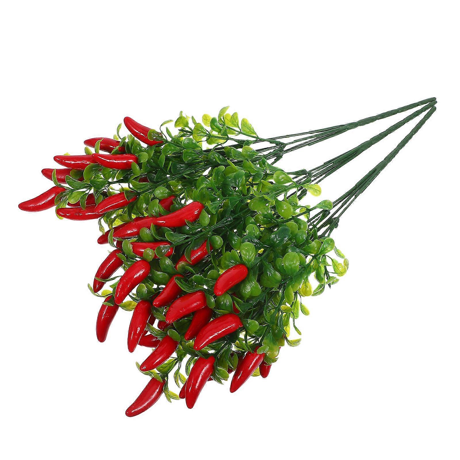 Plastic Artificial Chili Pepper Bunch for Decorative Home Use 6Pcs