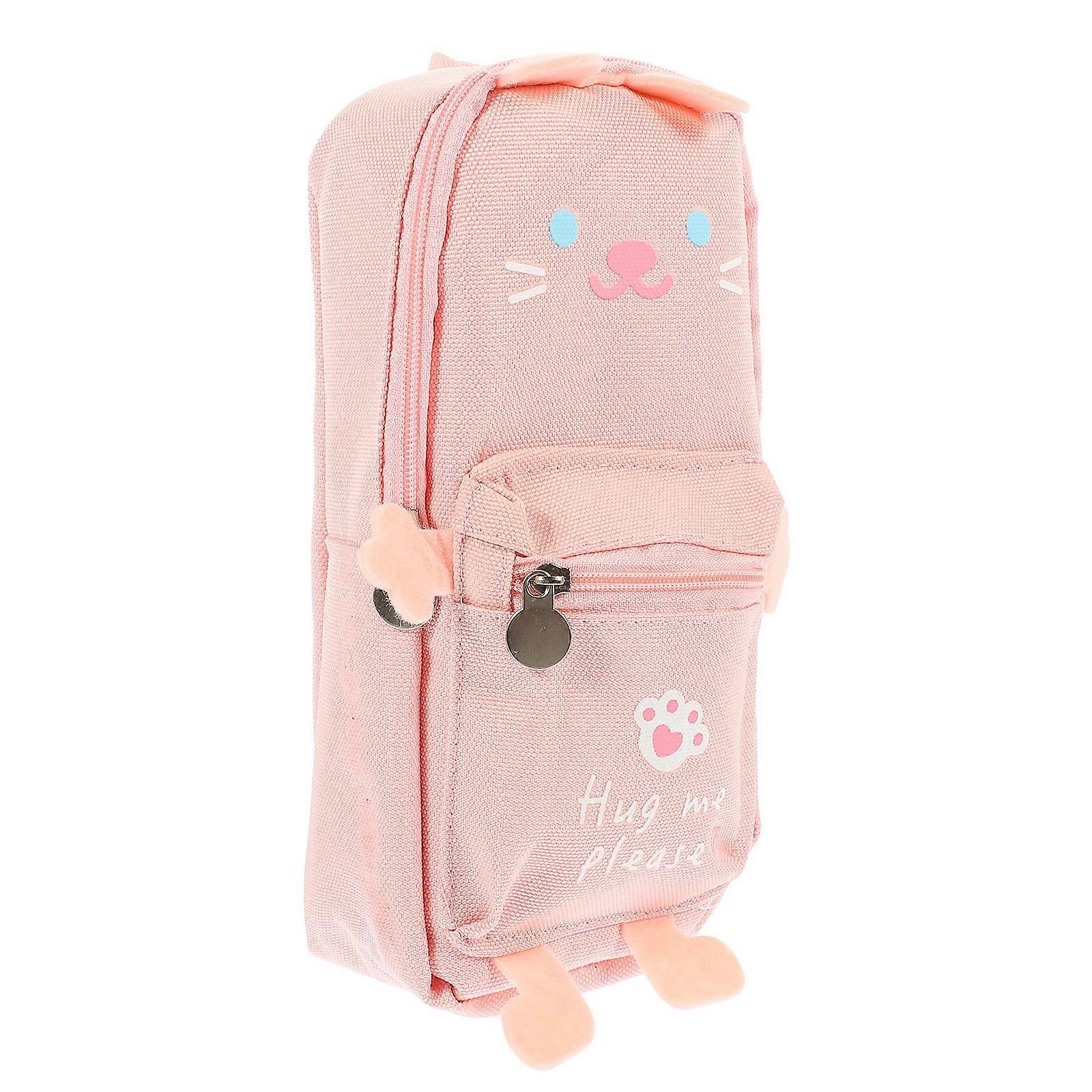 Multi-Function Pencil Case for Storage Use Pink Adorable 2Pcs Set