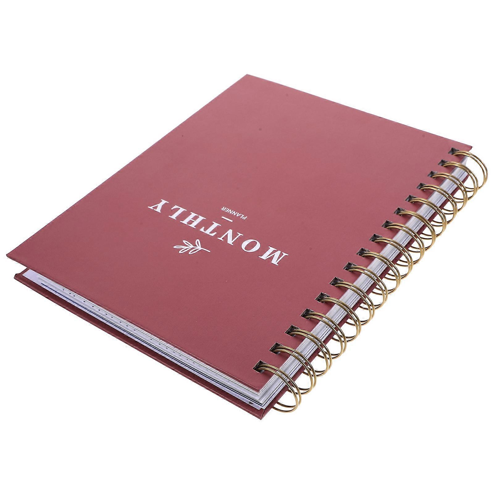 Dark Red Monthly Planner Notebook for Writing 3Pcs Portable Notepad