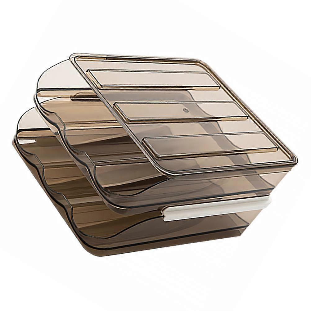 Egg Storage Holder for Refrigerator Use Plastic Organizer 1Pcs Coffee Color