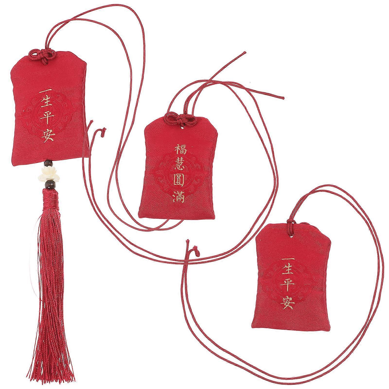 Hanging Ornament Empty Charm Bag Chinese Style Design Travel Use Line Length 39cm 3Pcs