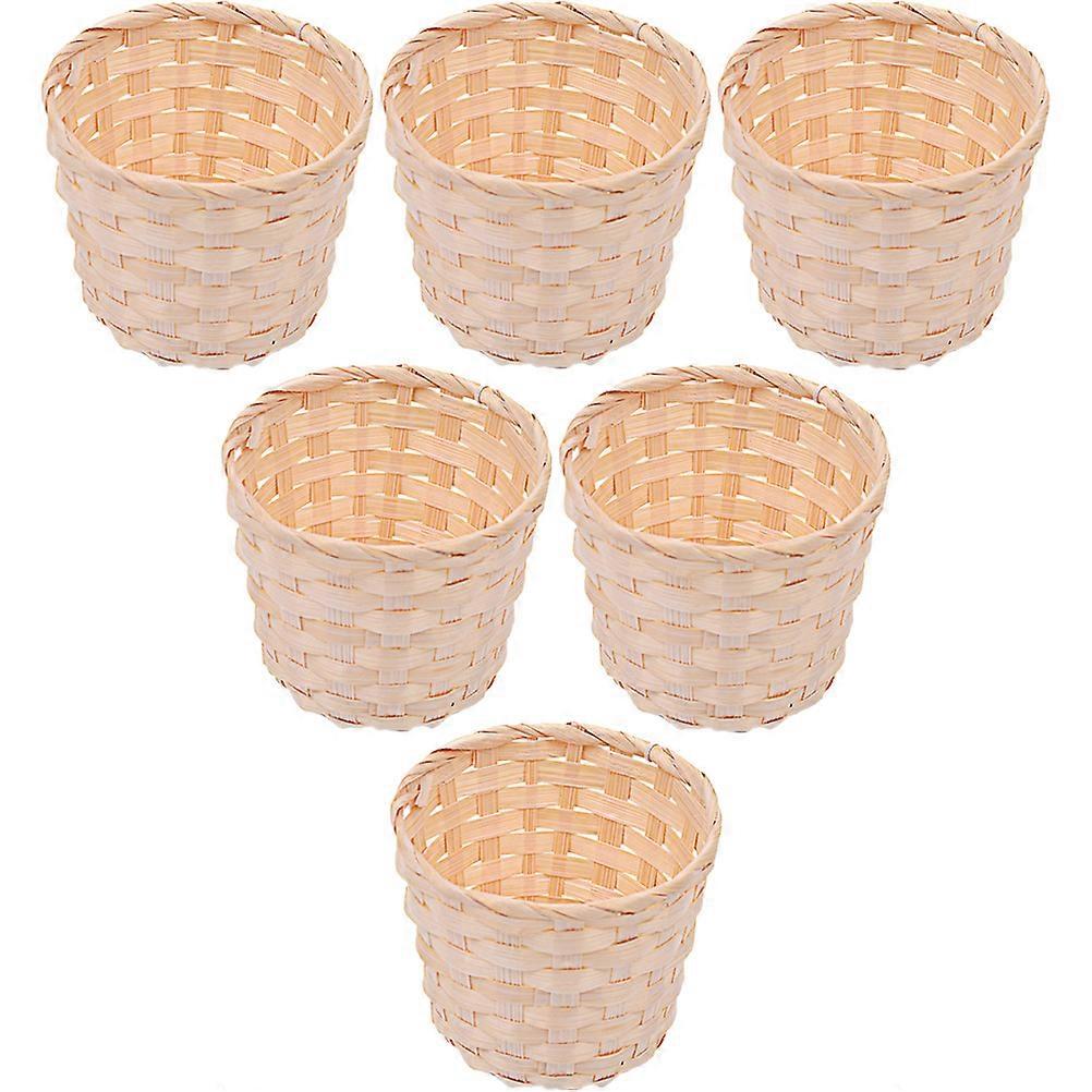 Decorative Mini Baskets Bamboo Woven Baskets for Storage 18Pcs Beige