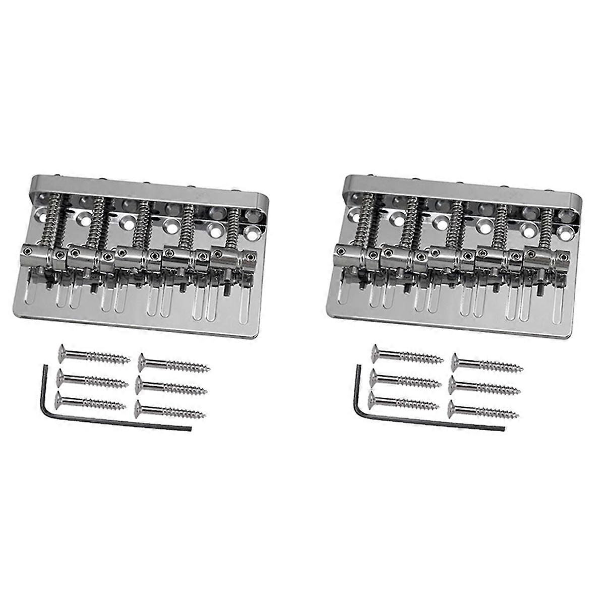 5 String Thickened Bass Saddle Bridge Pull String Plate Silver