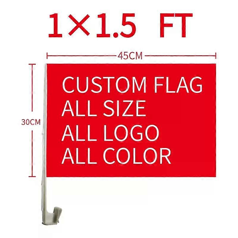 xvggdg 2pcs/lot Custom Car Flag 30x45cm Polyester double sided Banner with 45cm plastic flag pole Car window flags