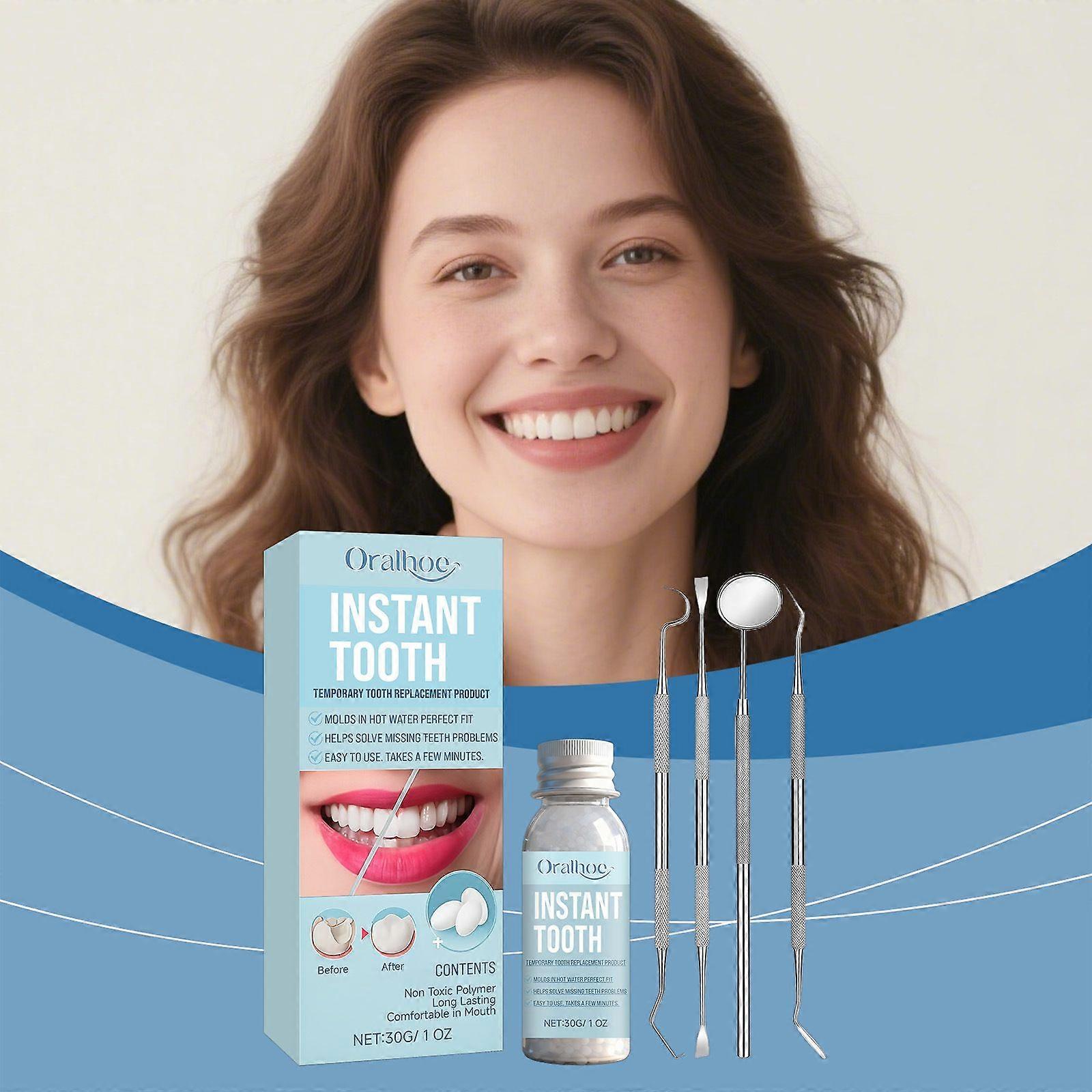 Tooth Repair Kit - Temporary Fake Teeth Replacement Kit with Dental Mirror Tools for Temporary Restoration of Missing & Broken Teeth Replacement Dentu