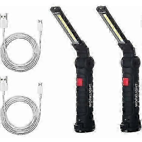 2-Pack Rechargeable COB LED Work Lamps with Torch Function - Ideal for UK Workshop and Walking Use