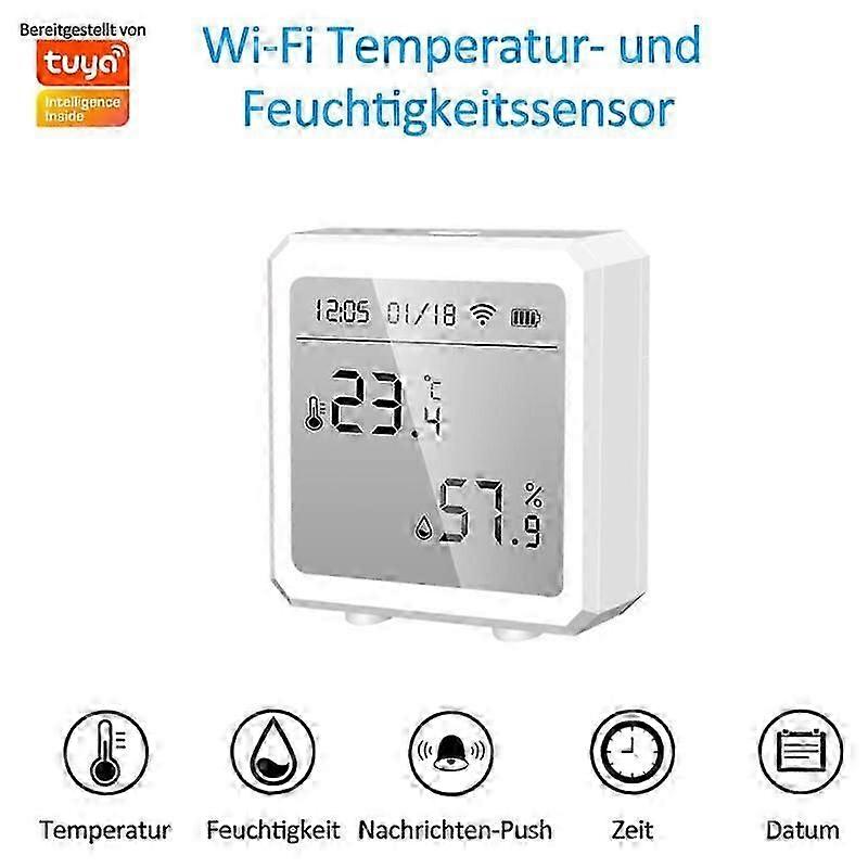 Tuya Smart WiFi Temperature Humidity Sensor Indoor Hygrometer Thermometer APP Remote Control with LCD Display T&H Sensor / Switchable Compatible with