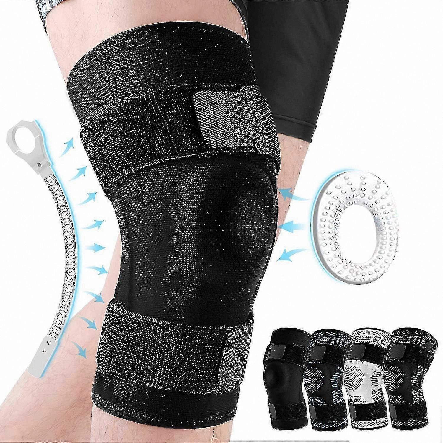 Knee Support Sleeve with Stabilizers and Patella Gel for Pain Relief Meniscus ACL MCL Recovery Compression Aid