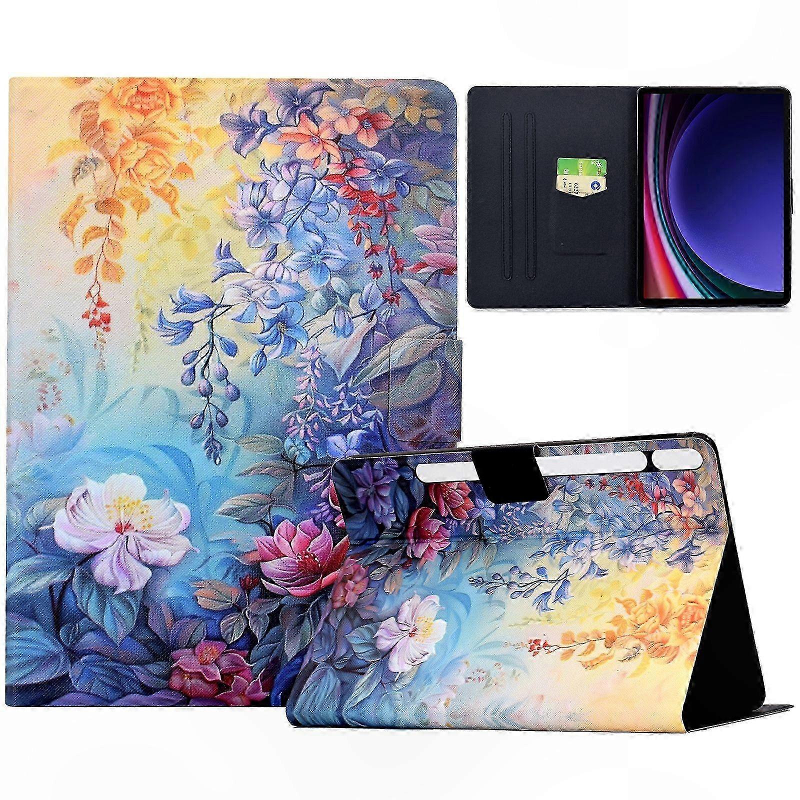 Patterned Leather Tablet Cover with Card Slots and Stand Function for 10 Inch Devices