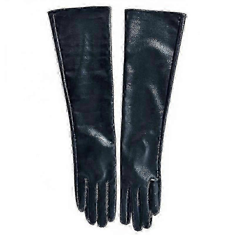 قفازات جلدية طويلة للنساء بأصابع كاملة وقفازات أوبرا شتوية بطول الكوع