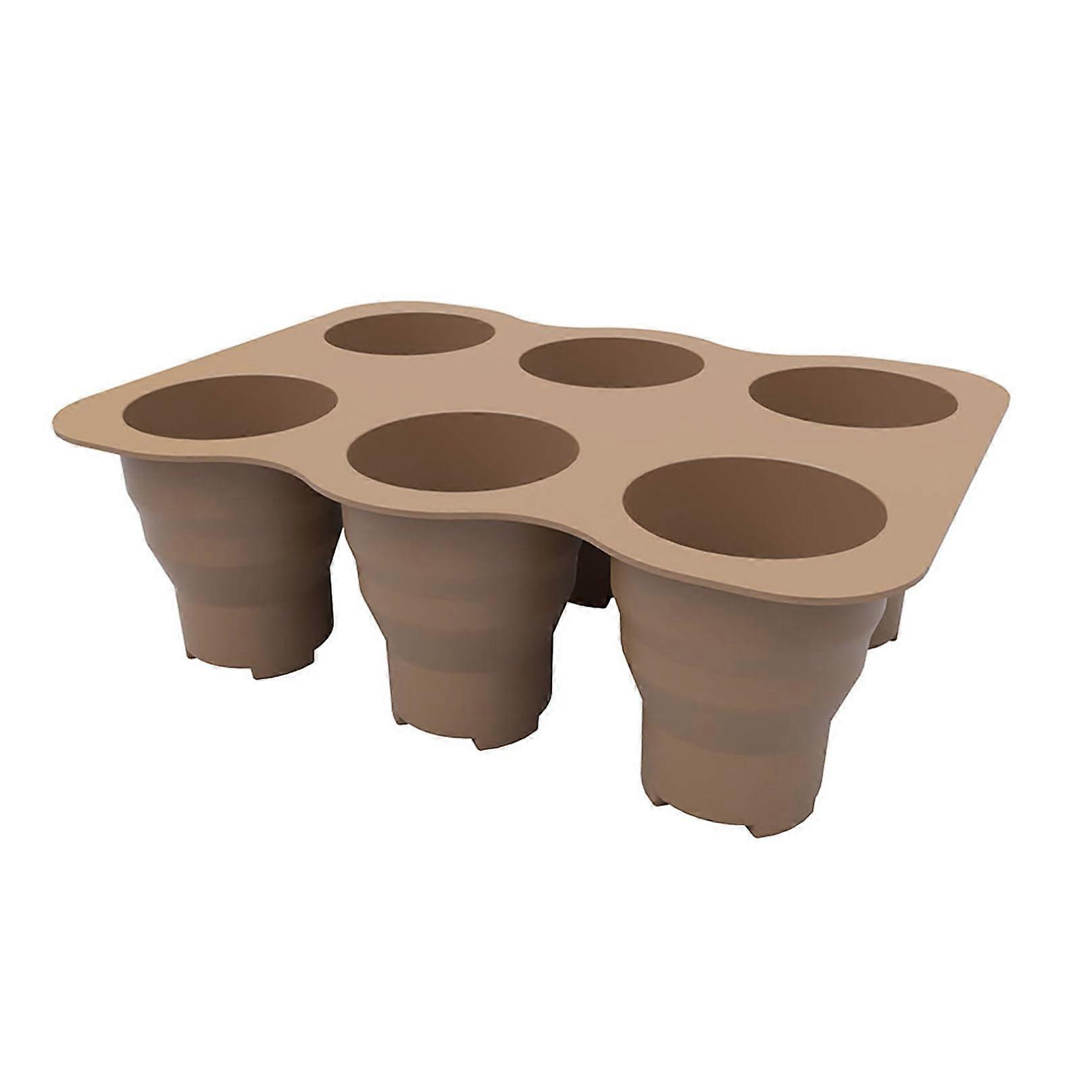 Silicone Seed Tray 6Cell Drainage, Seed Germination Tray, Khaki Color, One Size, Propagation Accessory