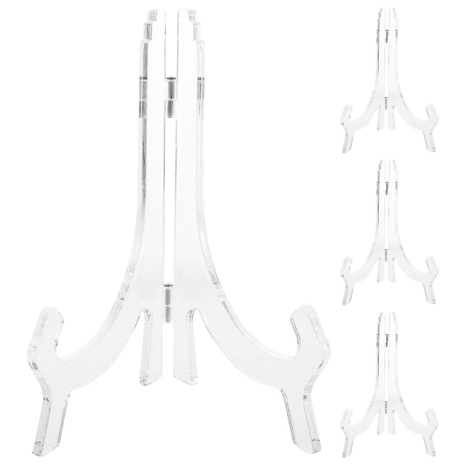 4pcs Decorative Plate Holder Stand: Plate Display Stand Rack - Clear Plastic Easels for Tabletop Displays In Parties and Events