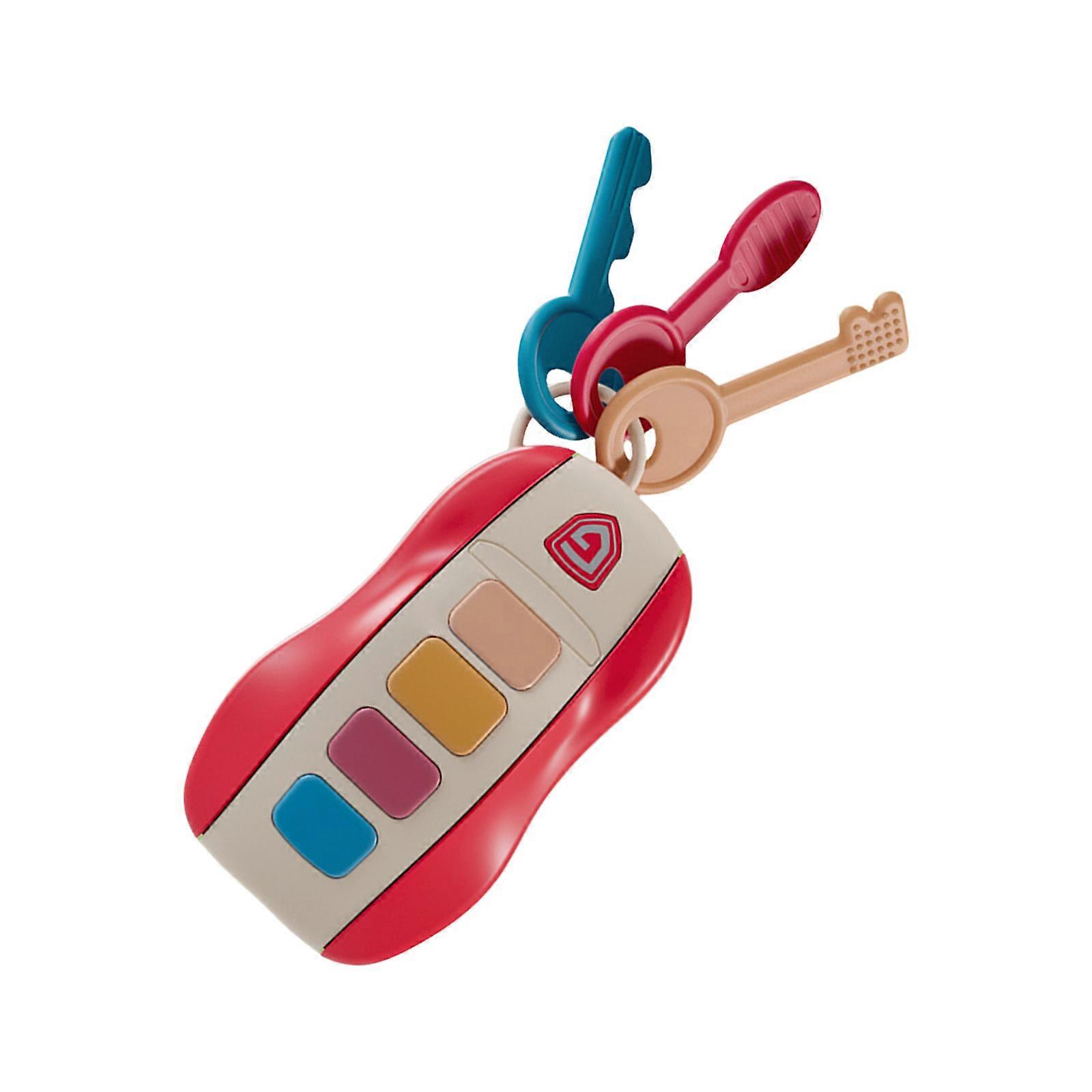 Realistic Car Key Toy With Music Mode And Sound Effects Early Learning Educational Pretend Play Teether For Toddler  Red