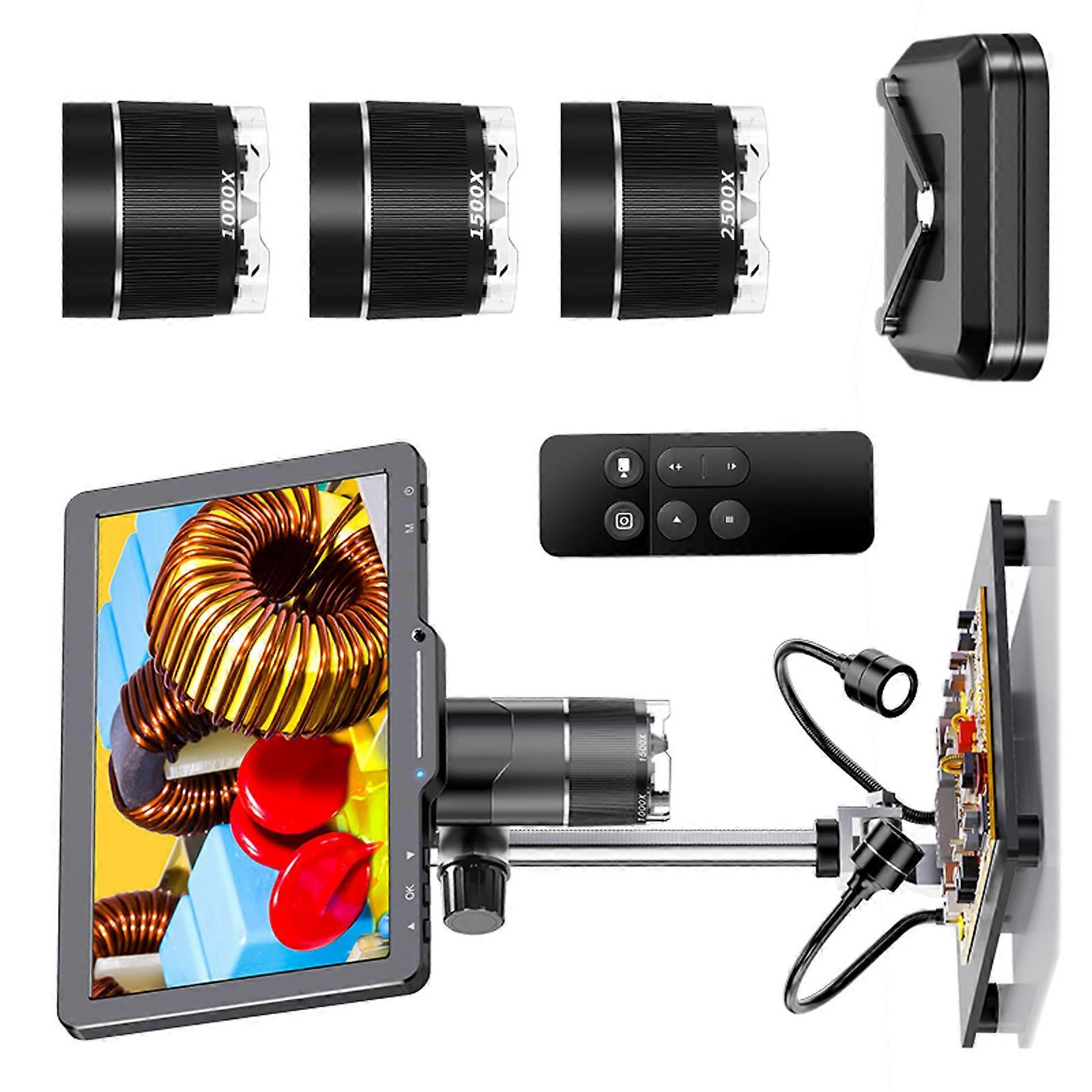 Digital Microscope 1080P 2500X Microscope USB Microscope Magnifier 10.1inch Screen for Repair Soldering Adult/Children Multicolor