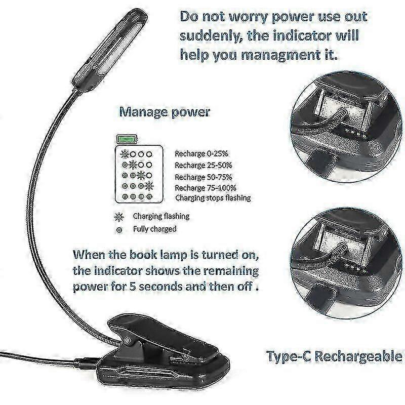 Reading Light Reading Light Reading Lamp, Usb Rechargeable 9 Led Reading Light With 3 Brightness Modesbatteries Not Included