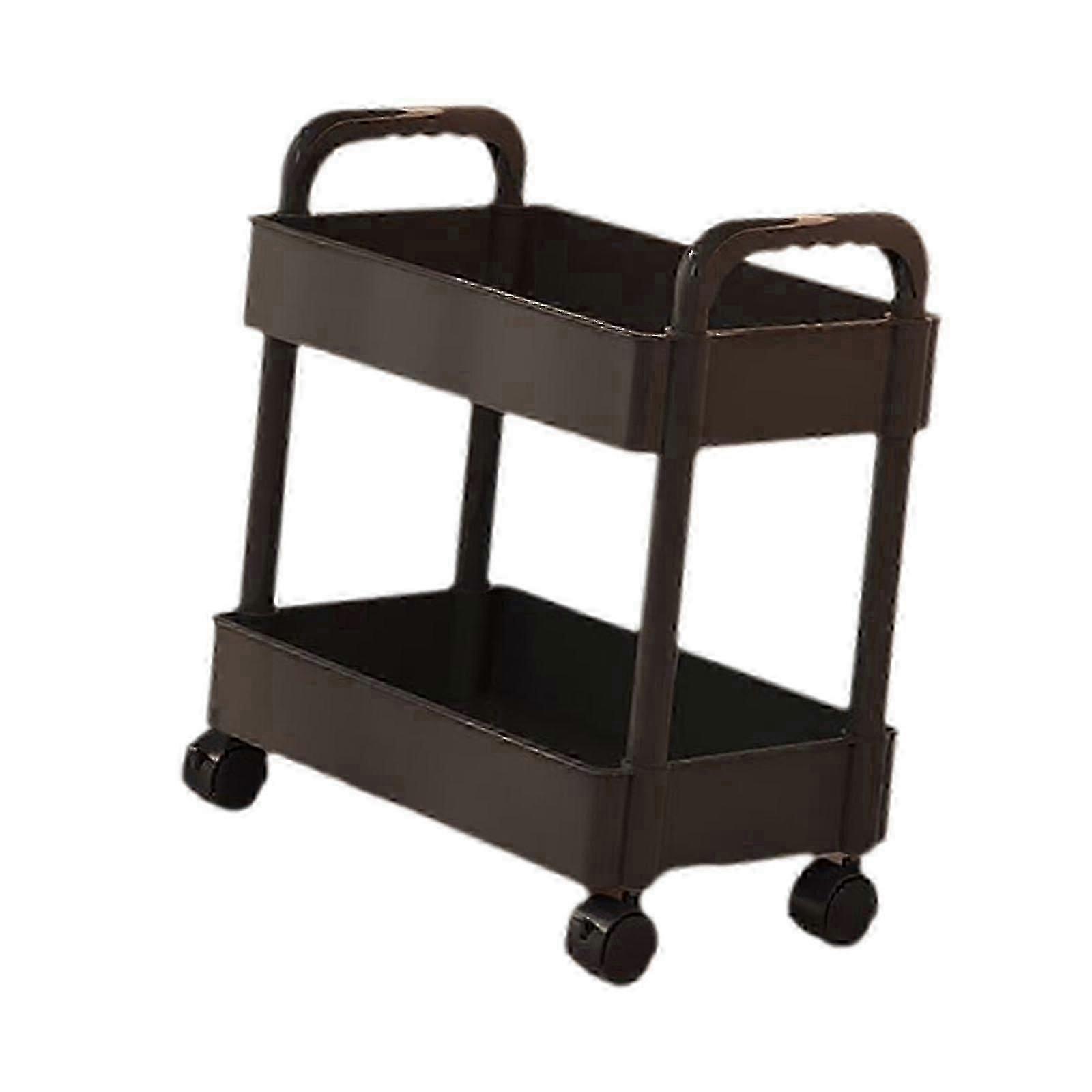 2 Tier Utility Rolling Cart, 2 Tier Trolley Rack, Rolling Cart Serving Cart for Bedroom