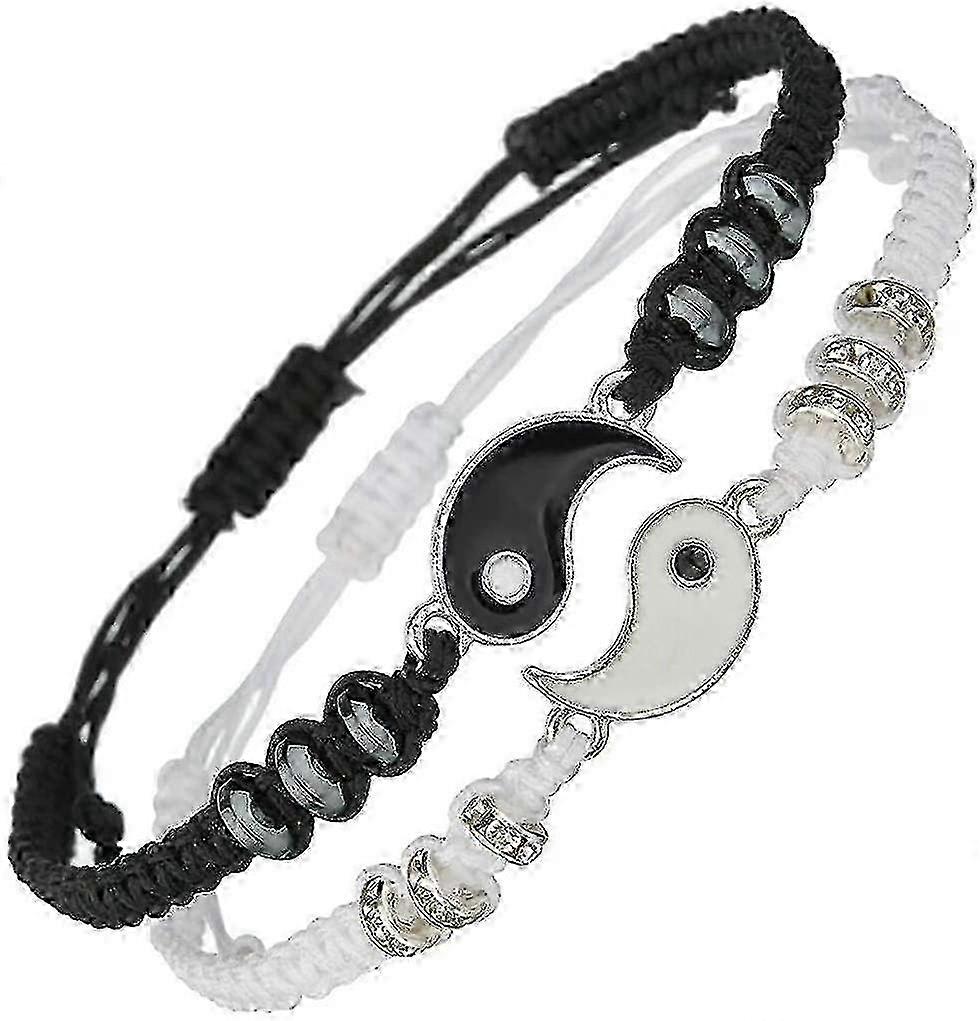 2 Pcs Yin Yang Design Bracelet for Couples Gift