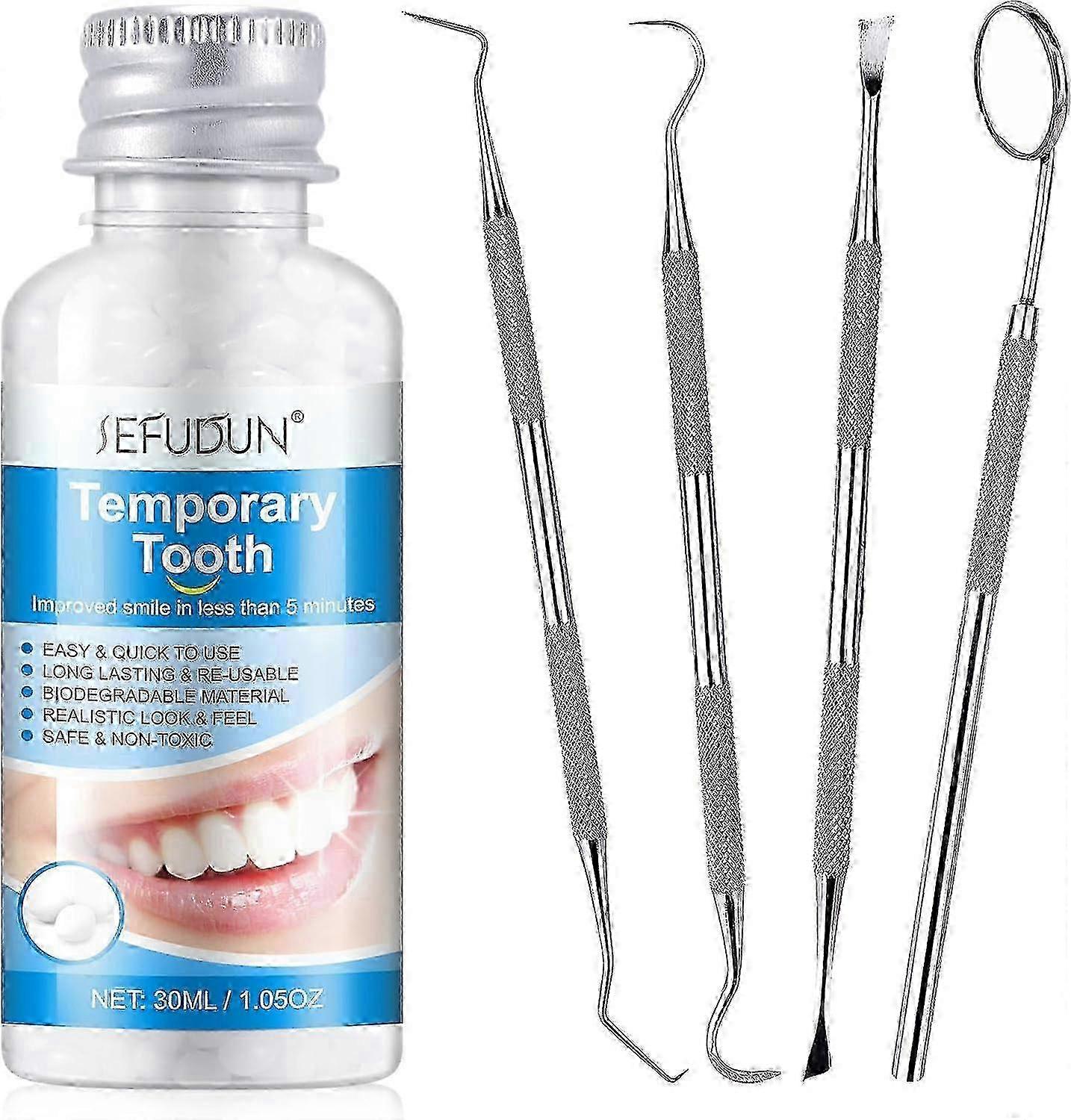 Tooth Filling Repair Kit, Temporary Tooth Filling Tooth Repair Kit with 4 Dental Tools, Temporary Filling Fixing Missing Broken Tooth