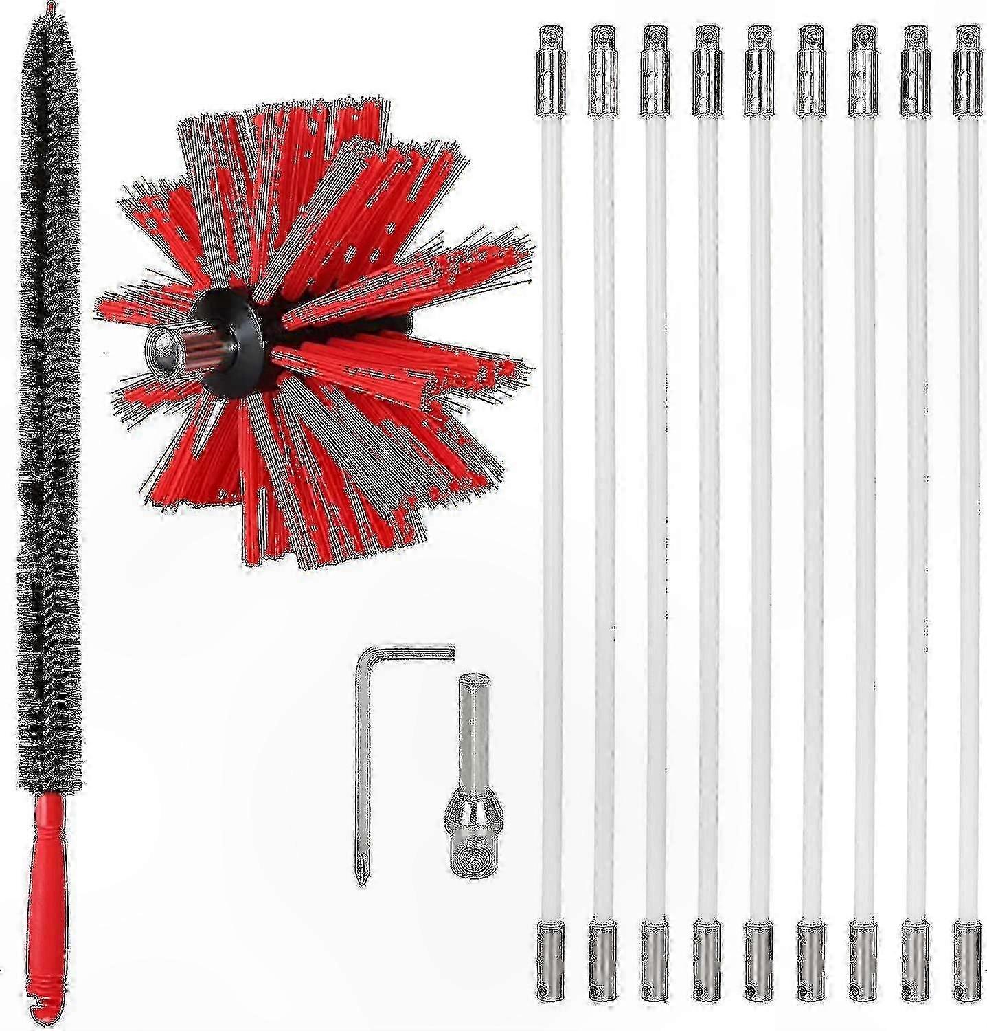 Chimney Cleaning Kit with 9 Extendable Rods and Customizable Nylon Brush for Professional Use