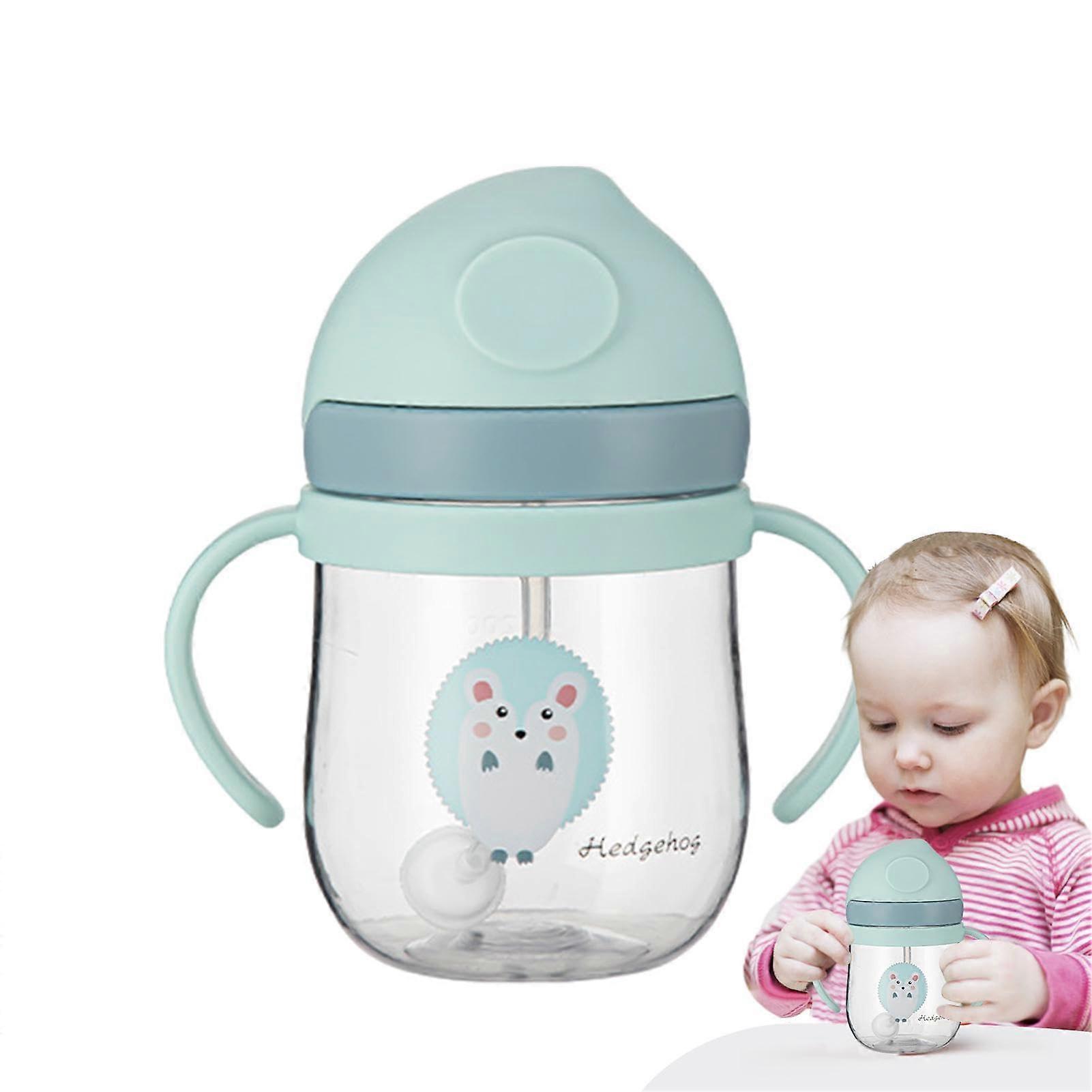 Sippy Cup with Handles 250ML AntiSlip Drinking Bottle, Scale, Cartoon Cup with Weighted Ball for Home, Dinner, Picnics