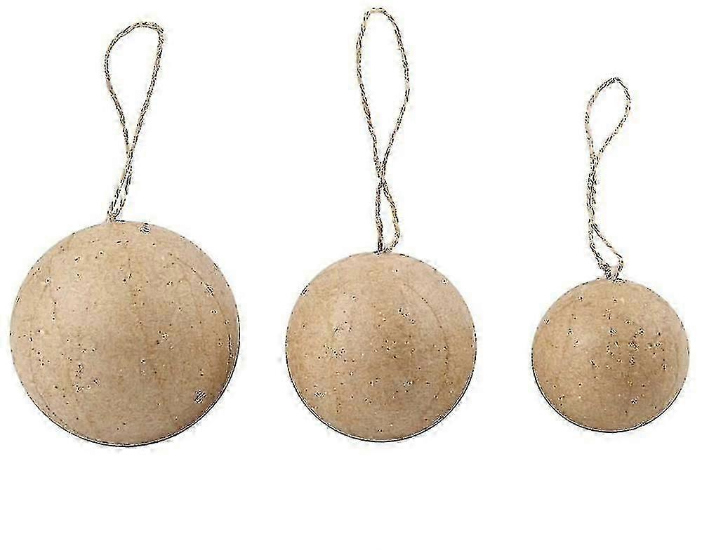 6 Assorted Round Paper Mache Christmas Baubles To Decorate_y High Quality