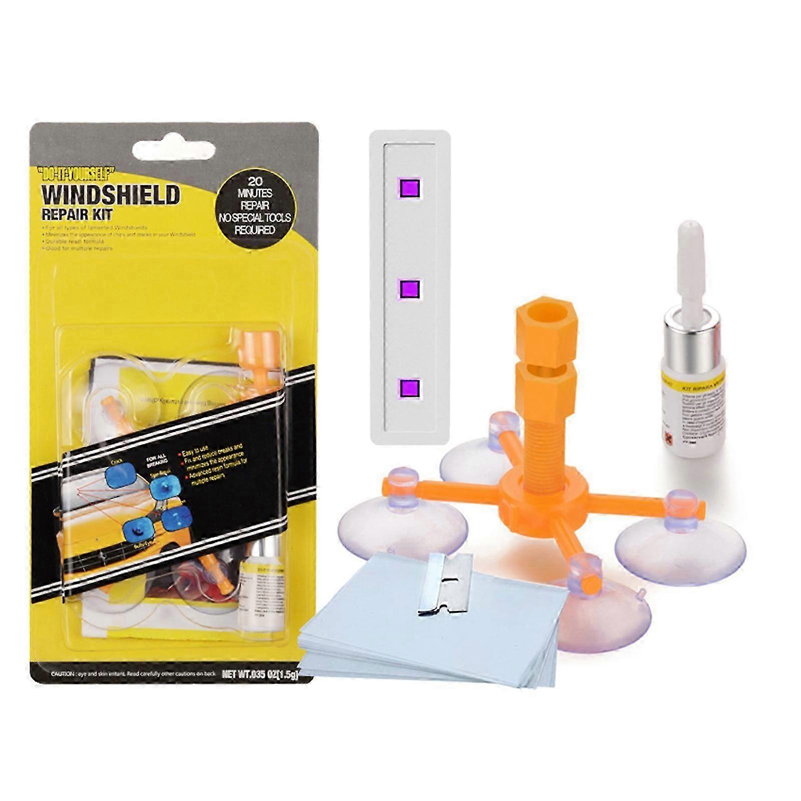 Windshield Repair Kit for Scratches Cracks with Suction Cup Curing Light