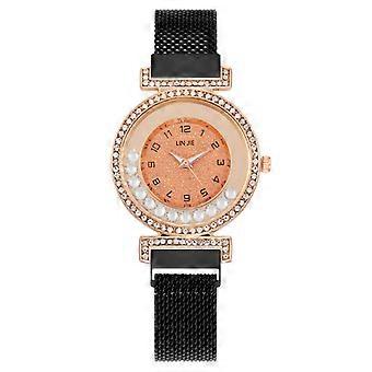 Fashion Rhinestone Digital Rolling Ladies' Watch  Magnetic Milan Strap For Easy Wear