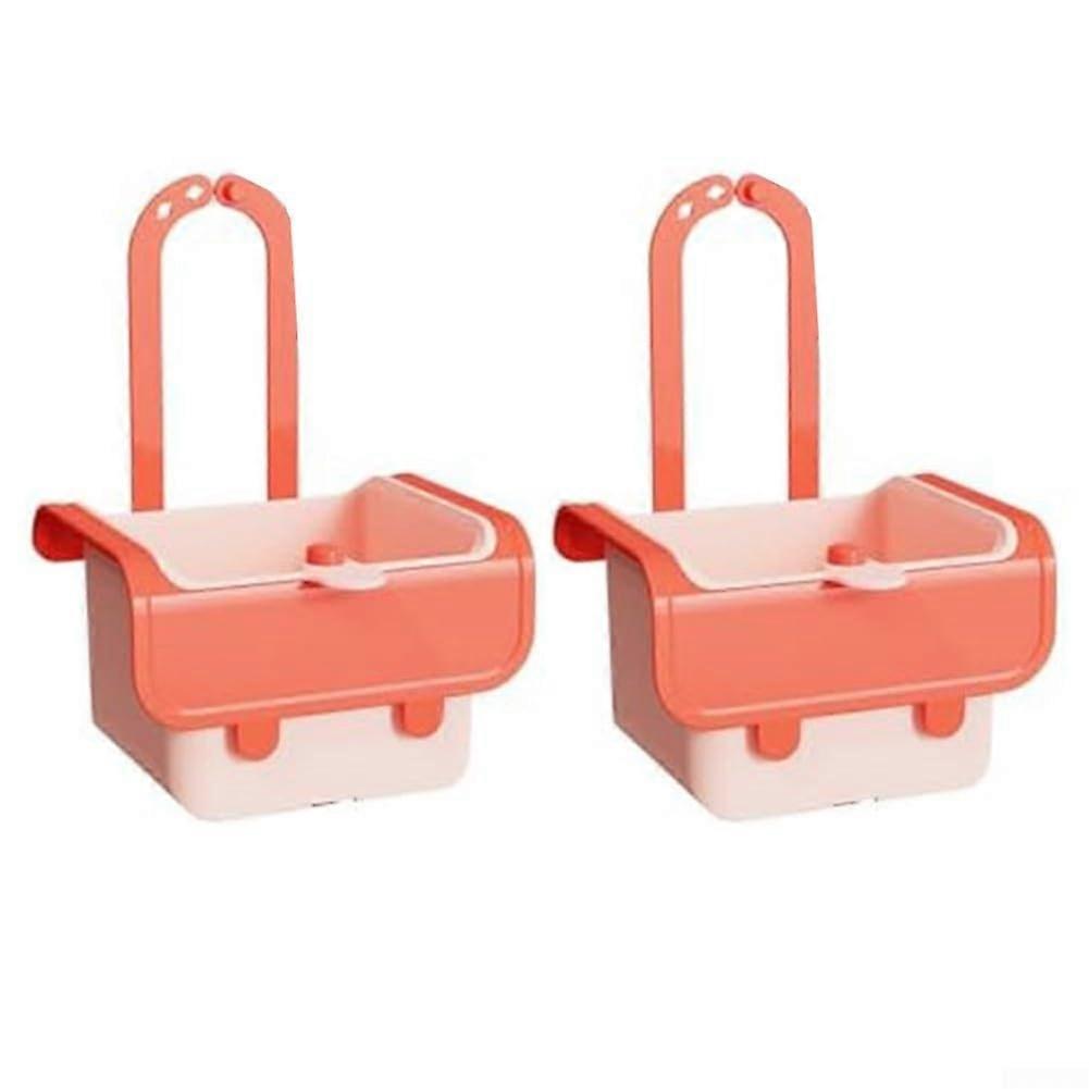 Touch Sink Strainer 2Piece Set with Automatic Dumping System and Faucet Hanging Basket Design Pink/Orange