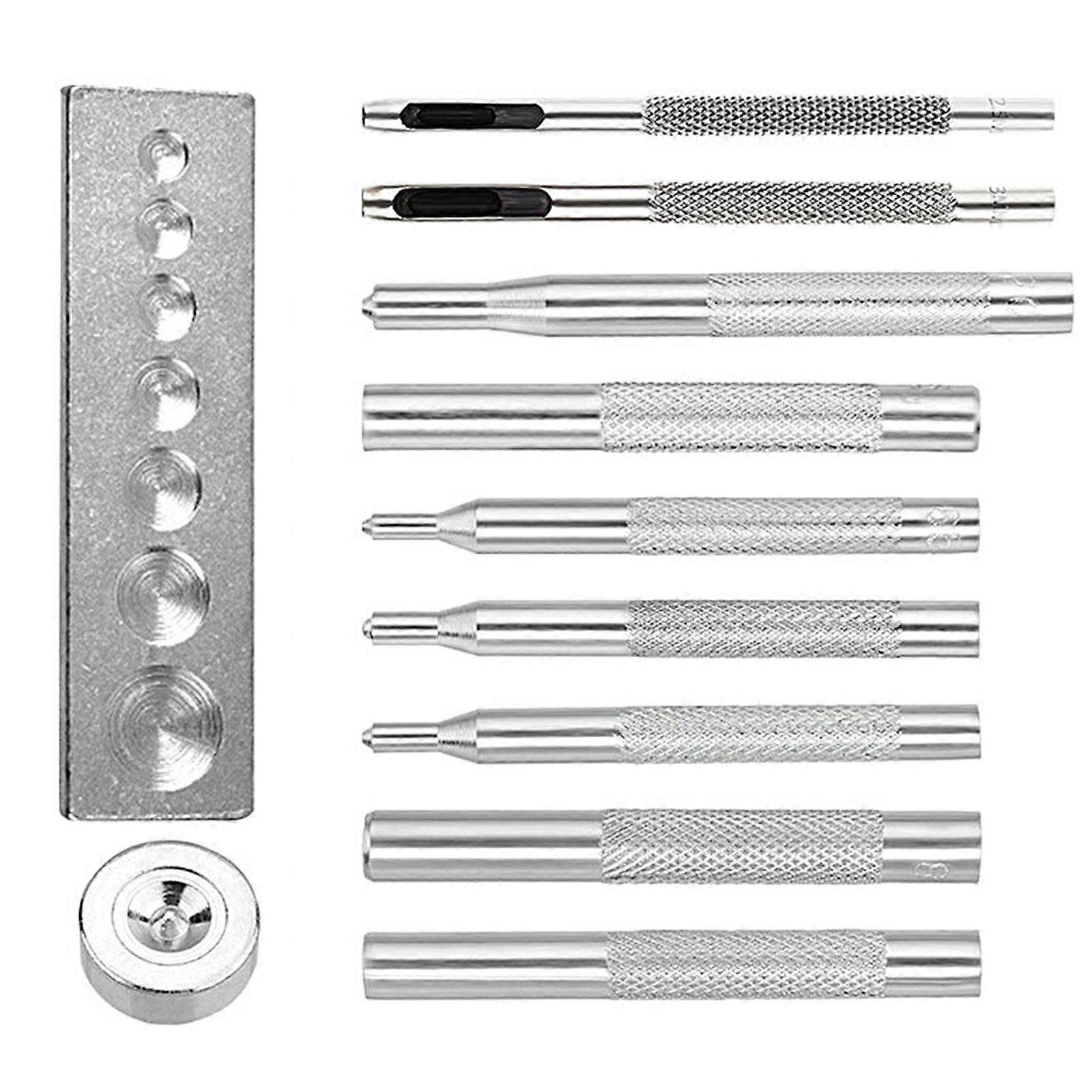 9Pcs Snap Press Studs Installing Punching Tool Base for Leather Working Leather Stitching, Leather Belt, Jackets, Tent Multicolor