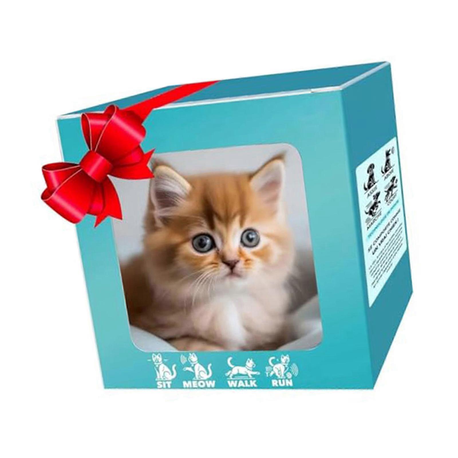 Realistic Cats Plush Toy With Simulation Barking Tail Wagging Traction Rope Robot Cats Toy for Toddler Crawl Learning  Yellow