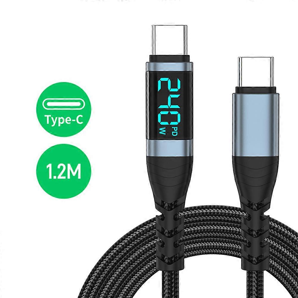 240W Type C to Type C Fast Charging Cable PD3.1 Digital Display USB C Data Cord For Iphone 15 16 Samsung Huawei Tablet Laptop