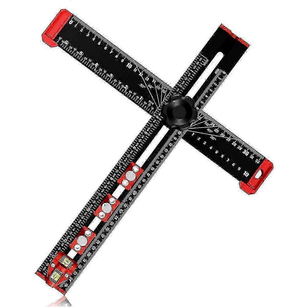 2-in-1 Woodworking Drilling Positioning Ruler with T-Shape and Angle Features for Cabinet Making