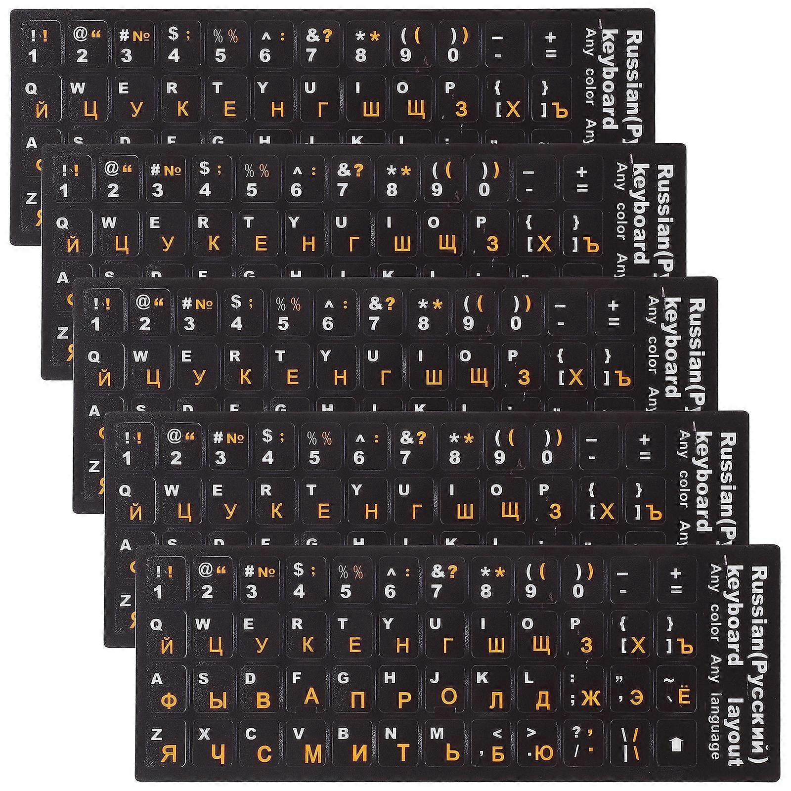 5 Sheets Keyboard Sticker Russian Keyboard Label Decoration Computer Accessory