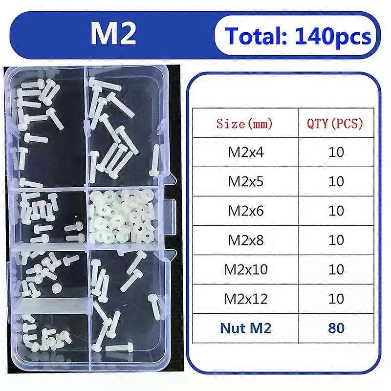 M2 M2.5 M3 M4 M5 M6 White Nylon Plastic Phillips Pan Head Combination Screw and Nuts Set Cross Round Head  Insulated Screw Bolt
