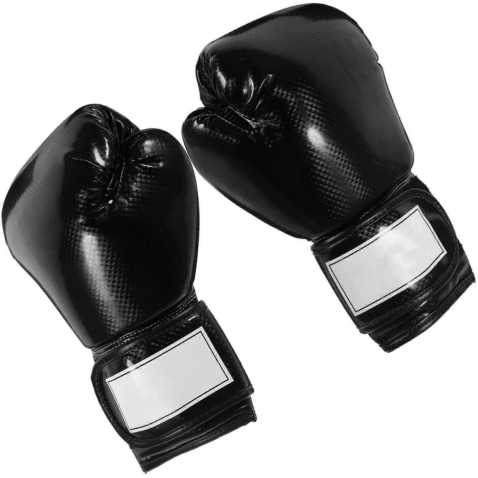 Reusable Boxing Gloves 1 Pair Round Shape Black Pu皮 For Sparring