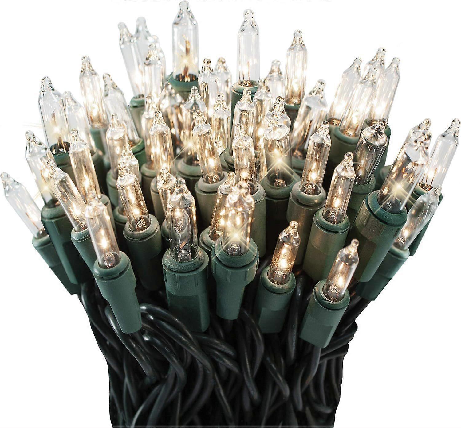 100 Clear Twinkle Lights on Green Wire, Indoor/Outdoor Use, Lighted Length of 20.6', Total Length of 21.8'