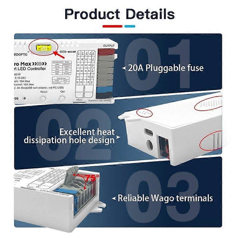 5 in 1 LED Strip Controller ZigBee 3.0 Pro Max PWM Dimming RGBCCT RGBW CCT Monochrome APP Voice Co