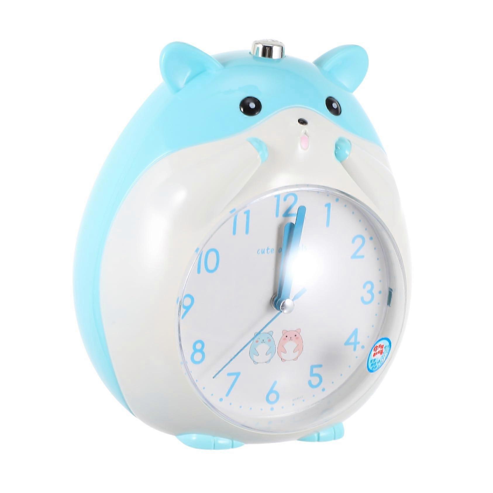 Cartoon Hamster Silent Alarm Clock with Night Light and Snooze for Boys Desktop Use