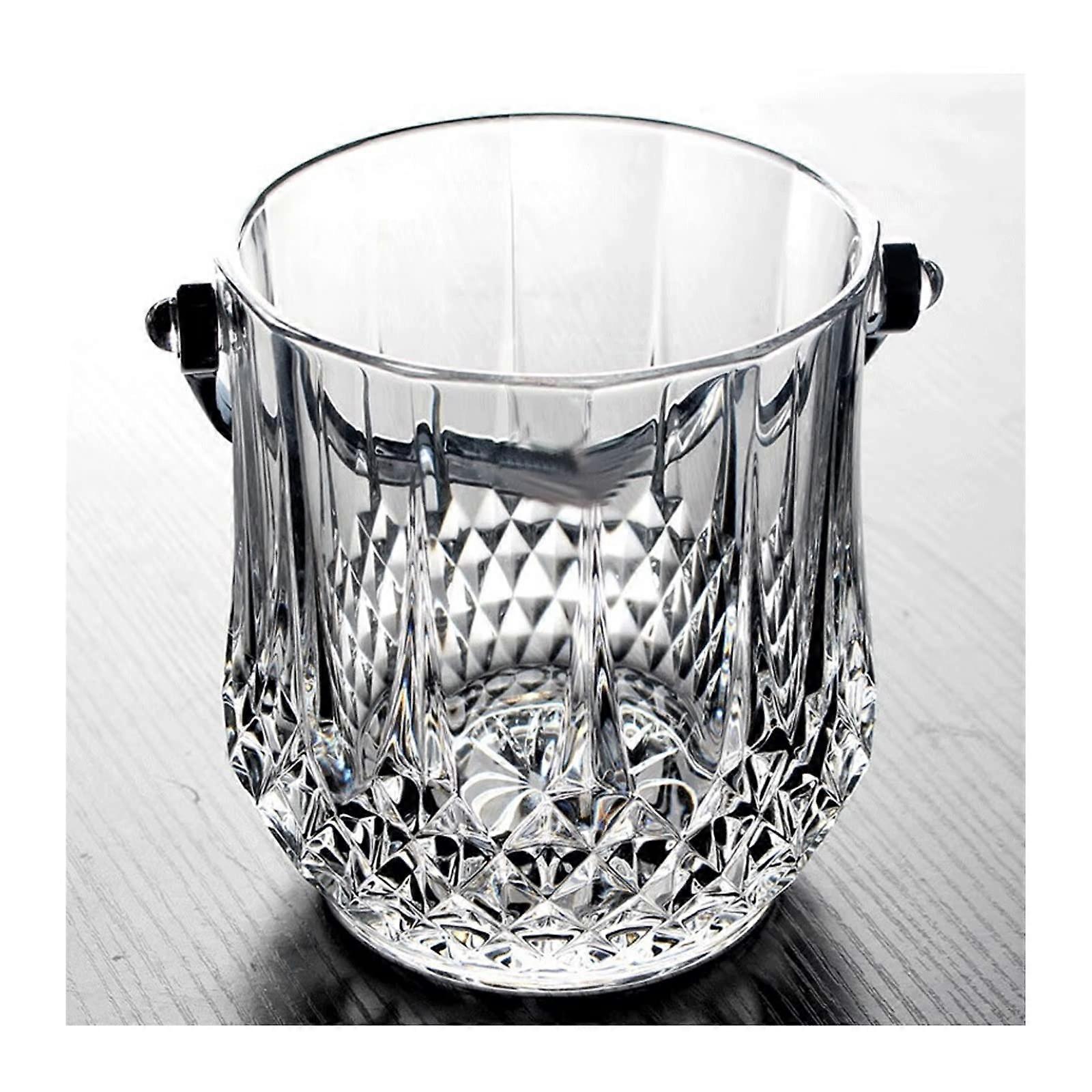 Wine Bucket Clear Round Beverage Tub with Handles Portable Beer and Champagne Cooler for Party Bar Home 1L