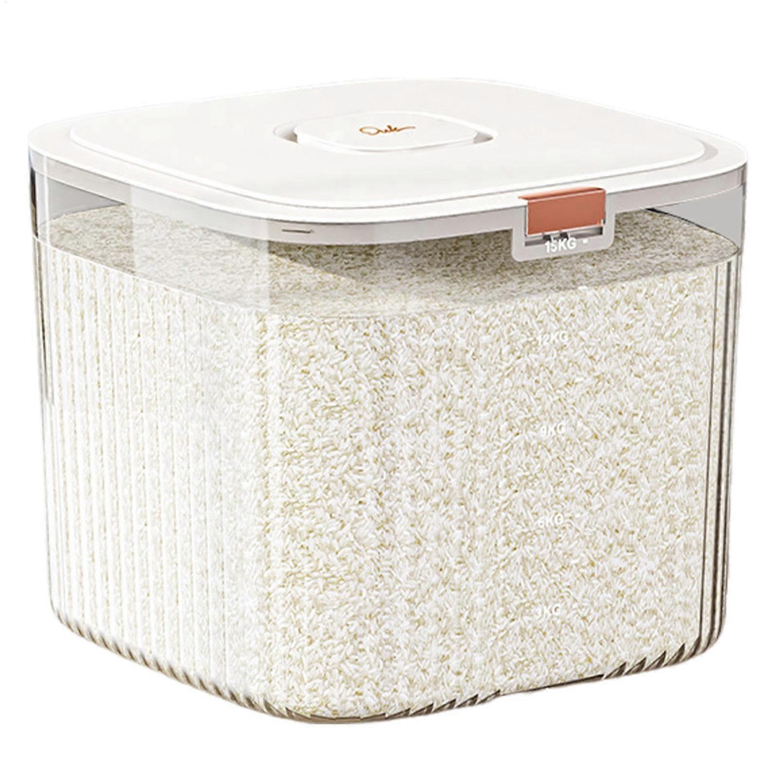 Airtight Rice Container with Large Capacity | Clear Dry Food Dispenser for Rice and Grains | Kitchen Countertop Storage Solution