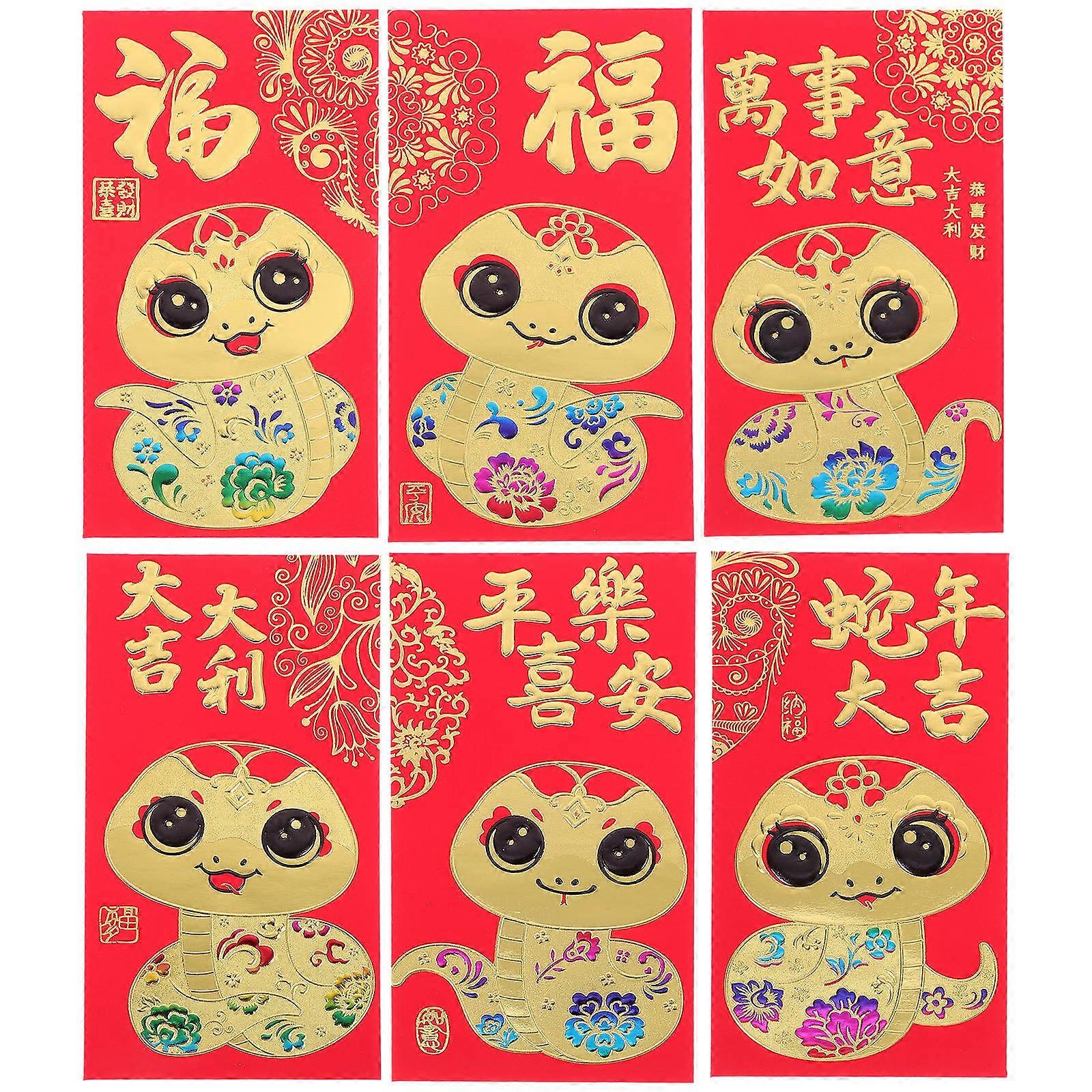Traditional Snake Year Red Envelopes Paper Packets for Storage 36Pcs Assorted Color