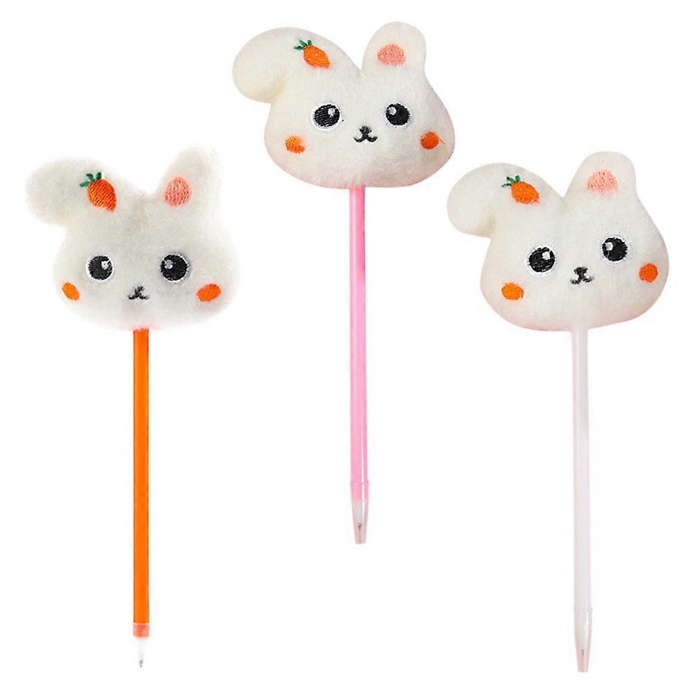 Rabbit Shape Round Ballpoint Pens Charming Design 3Pcs Office Pens