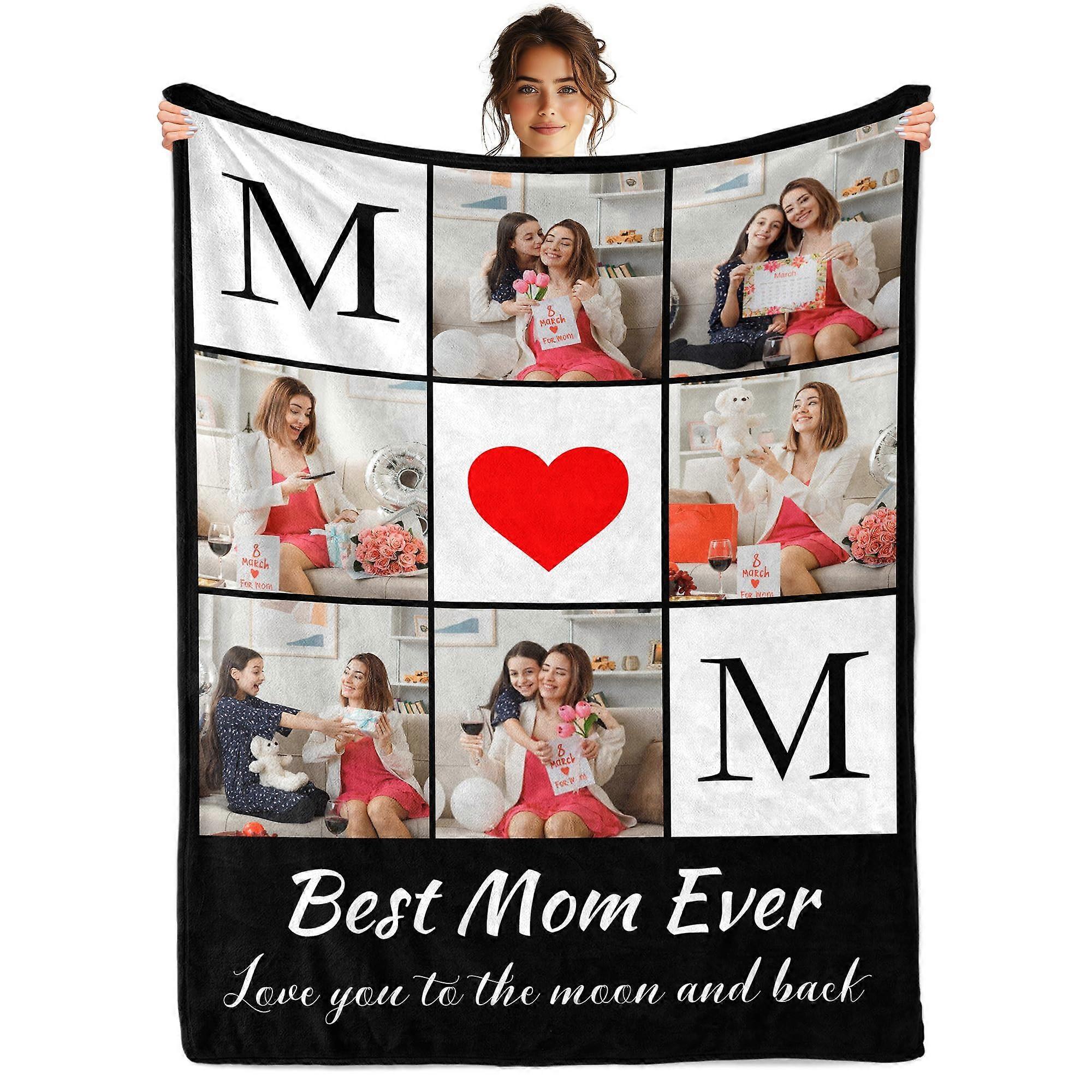 Mothers Day Blanket Gift with Custom Photo Design for Mom, Soft Flannel, Multiple Sizes
