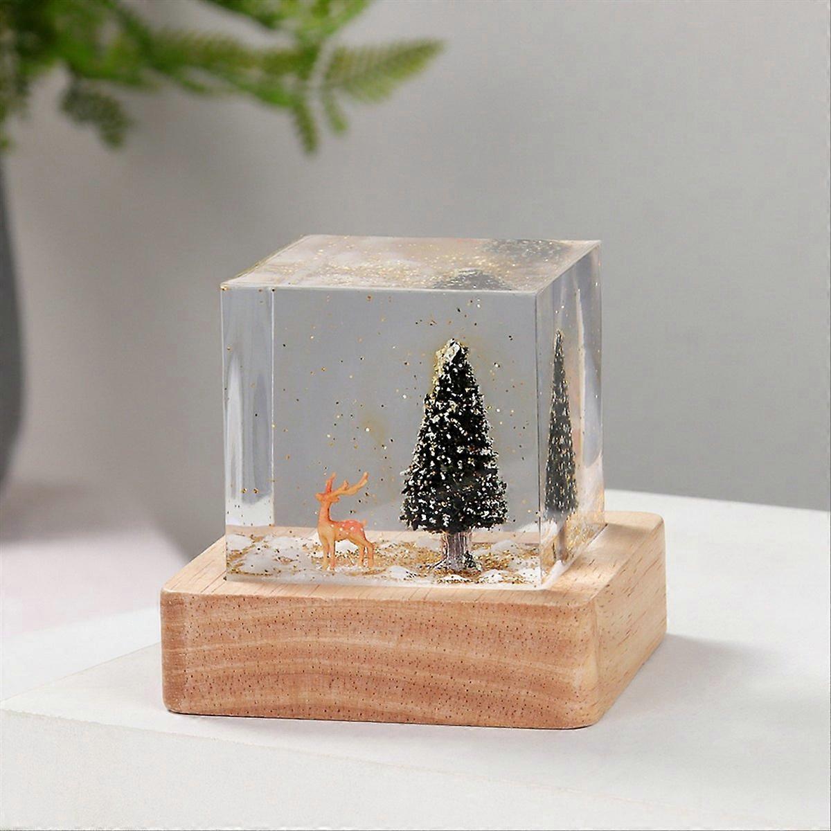 Table Art Deco Cube Christmas Tree Figurines Decorated Gifts